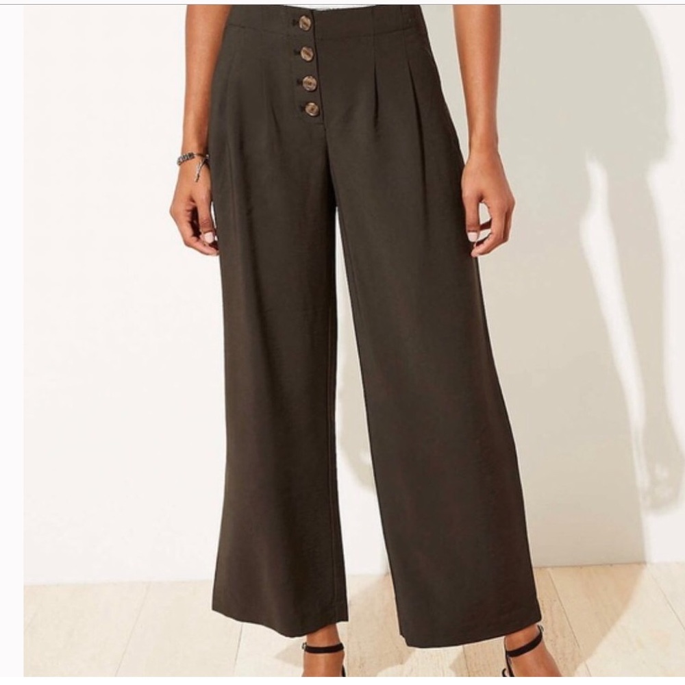 LOFT High-Waisted Wide Leg Ankle Pants